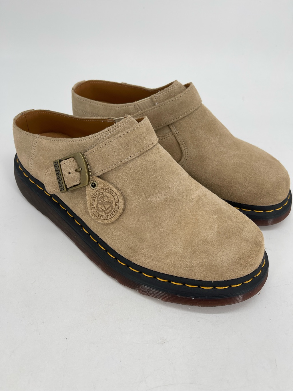 Dr. Martens Isham Suede Mules Tan Unisex Men 11/Women 12